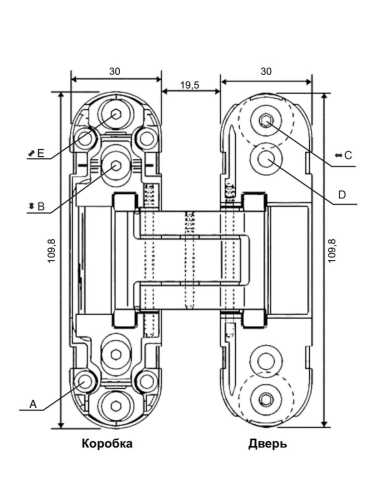 Петля скрытая Morelli HH-24 SC врезная с 3D-регулировкой вес полотна до 40 кг, цвет матовый хром
