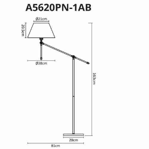 Торшер Artelamp Orlando A5620PN-1AB