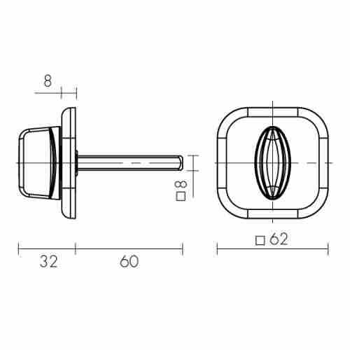 Ручка поворотная BKW8x75 XL (хром) CP-8