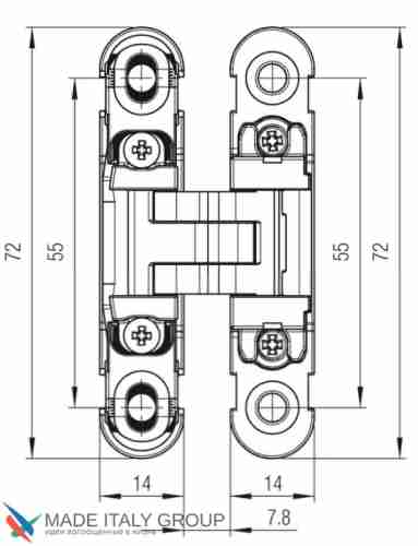 Kubica 6100 CR.SAT DXSX петля скрытая мебельная МАТОВЫЙ ХРОМ универсальная (14 kg)