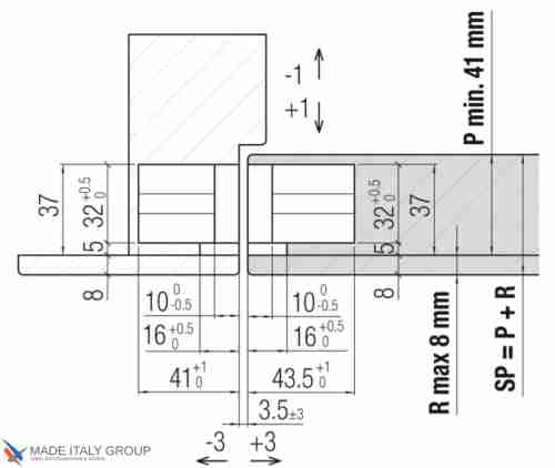 Kubica 2810 DXSX, NO универсальная петля, цвет МАТОВЫЙ ЧЕРНЫЙ (100 kg)