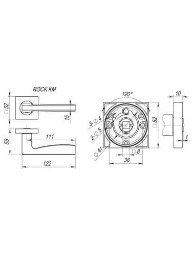 Ручка дверная Fuaro (Фуаро) межкомнатная K.KM52.ROCK (ROCK KM) SN/CP-3 матовый никель/хром  Набор 3