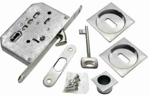 Ручки купе для раздвижных дверей замок под ключ буратино Morelli MHS-2 L SC мат хром