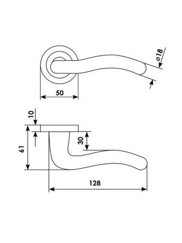Ручка дверная Morelli Luxury SNAKE R2 OTL раздельная на круглой розетке, цвет золото, латунь