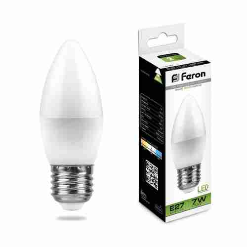 Лампа светодиодная Feron E27 7W 4000K Свеча Матовая LB-97 25759