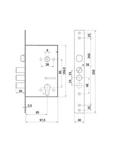 Корпус Punto (Пунто) врезного замка c защёлкой MDV30C-816 CP (V30/C) CP хром тех.уп.