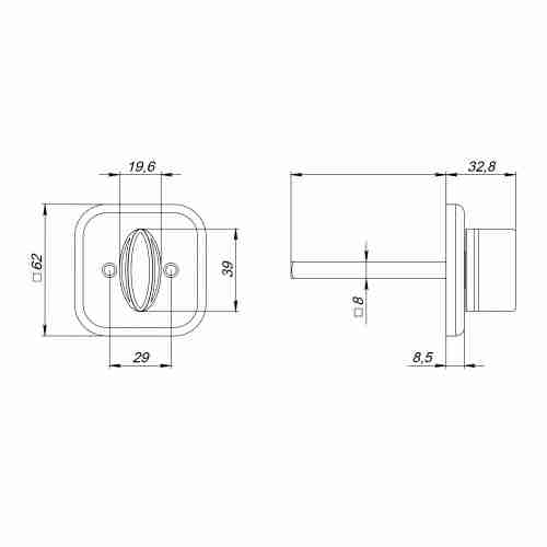Завертка (поворотник) без ответной части (Фуаро) BKW8x75.K.TRD62 SSC-16 сатинированный хром ПЛАСТИК
