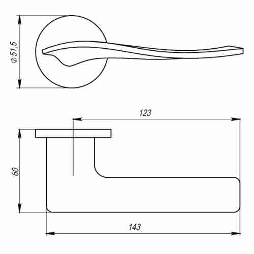 Комплект на 3 двери - Ручки дверные межкомнатные Armadillo AQUA URS BPVD-77 Вороненый никель