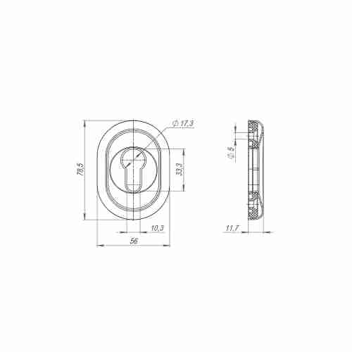 Накладка под цилиндр  ESC-12C eco CP-8 хром (2шт. в уп.,отгр. по 1 шт)