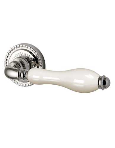 Ручка дверная межкомнатная Armadillo R.CL55.Silvia SILVER-925/LWP-109 серебро 925/беж.фарфор с Заверткой BK6.R.CL55 SILVER-925