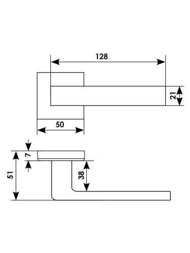 Ручка дверная Morelli Luxury HORIZONT S5 OSA раздельная на квадратной розетке 7 мм, цвет матовое золото, латунь