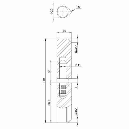 Петля приварная TRUDO D20x140S (с фаской)