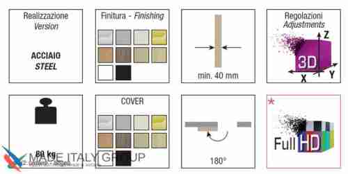 Kubica K8080 ATOMIKA KARAKTER DXSX, NS петля скрытая универсальная МАТОВЫЙ НИКЕЛЬ (100 kg)