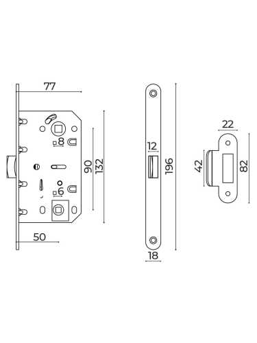 Защелка Ajax (Аякс) врезная METLM90-50 GP золото