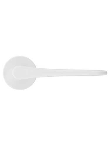 Ручка дверная Morelli Luxury AULA R5 BIA раздельная на круглом основании 7мм, цвет белый, ЦАМ