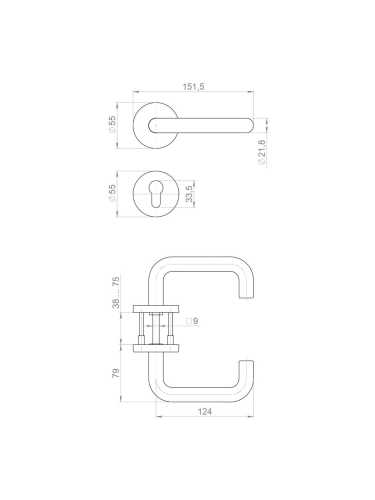 Комплект Fuaro (Фуаро) дверных ручек с накладками под цилиндр FR.DH57.0219 NE (DH-0219 NE) 9x140 мм, BL-24 черный