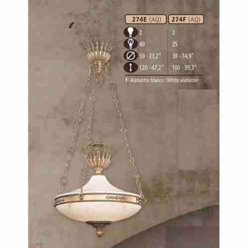 Люстра подвесная Riperlamp 274F/2 AQ WHITE ALABASTER