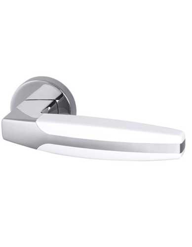 Ручка дверная межкомнатная Armadillo R.URB52.ARC CP/White-14 хром/белый с Заверткой, Магнитным замком Fuaro и Петлями Fuaro