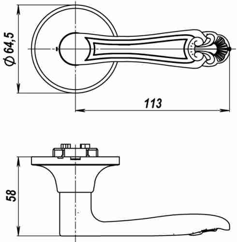 Ручка защелка 637/BL РB-B (золото) фик.