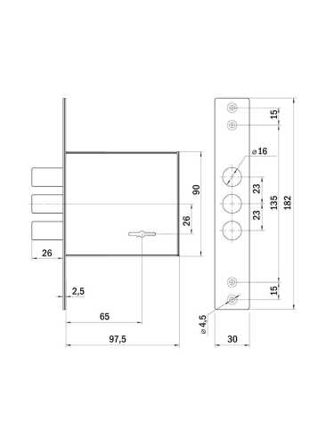 Замок Punto (Пунто) врезной сувальдный MDV30S-817 CP (V30/S) CP хром длиный ключ