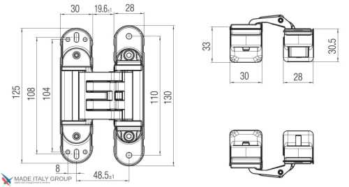 Kubica HYBRID 6360 38 NR петля скрытая универсальная асимметричная, цвет ЧЕРНЫЙ (60 kg)
