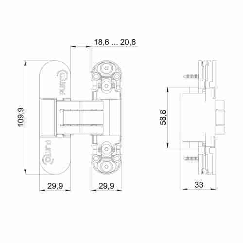 Петля Punto (Пунто) скрытой установки UNION 2.2 ZN BL черный