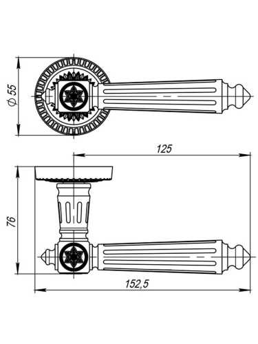 Ручка дверная Armadillo (Армадилло) межкомнатная R.CL55.Matador (Matador CL4) AS-9 античное серебро  Набор 6