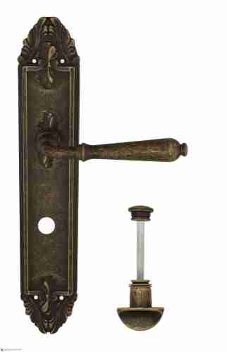 Дверная ручка Venezia "CLASSIC" WC-2 на планке PL90 античная бронза