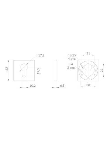 Накладка Punto (Пунто) под цилиндр ET.K.EST.Q52 SSG-39 сатинированное золото