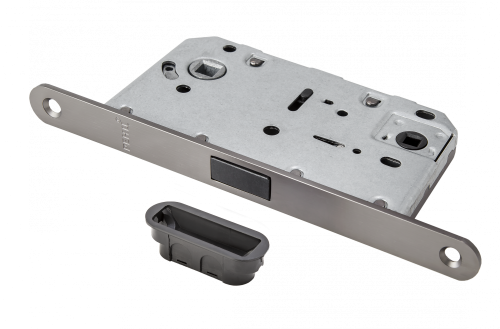 Защелка сантехническая магнитная RENZ INLBM 5096 pl MBN с пластиковой ответной планкой, матовый черный никель