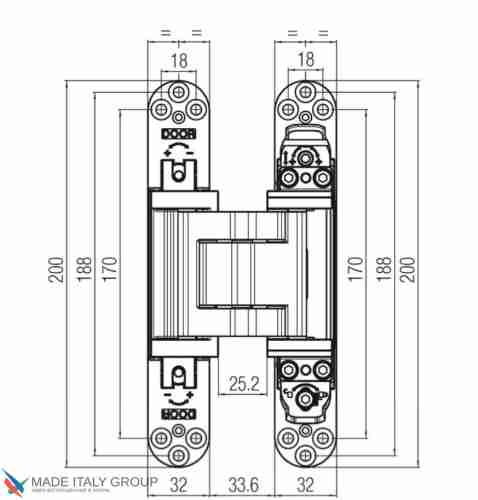 Kubica 2810 DXSX, NO универсальная петля, цвет МАТОВЫЙ ЧЕРНЫЙ (100 kg)