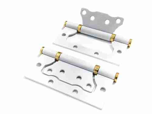 Петля стальная RENZ IN100-2BB FH SW/PB безВР 100*75*2,5, 2 подшипника, б/колп., супер белый/латунь блестящая (без врезки)