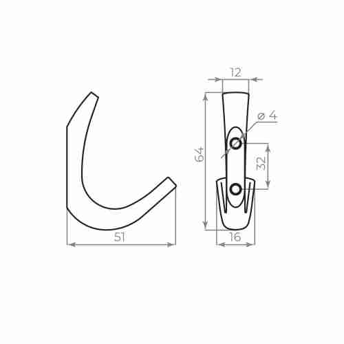 Крючок Ajax (Аякс) настенный MB-K-006 SC сатин.хром