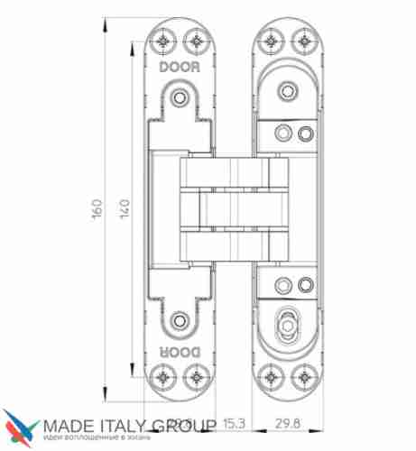Kubica 7080 DXSX, CL универсальная петля, цвет ХРОМ (100 kg)