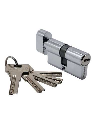 Ключевой цилиндр высокой секретности Morelli HS 60CK PC с заверткой (60мм 25+10+25), цвет - хром