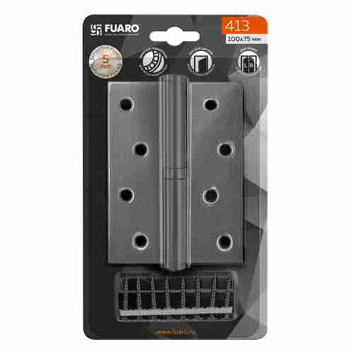 Комплект 2 шт. - Петля Fuaro (Фуаро) съемная IN4430SR-BL BL правая (413/BL-4 100x75x2,5) черный матовый БЛИСТЕР