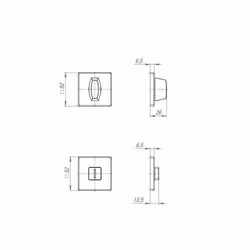 Ручка поворотная BK6 SL CP-8 хром