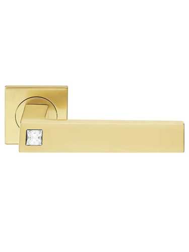 Ручка дверная Morelli Luxury MOUNTAIN OF LIGHT S1 OSA раздельная на квадратной накладке, цвет матовое золото, латунь