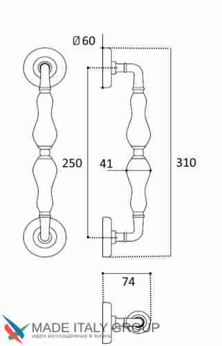 Ручка скоба Venezia "LUCRECIA" 310мм (250мм) D4 полированная латунь
