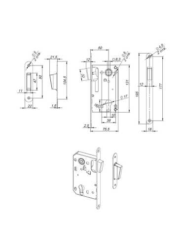 Замок врезной магнитный 5300-M-C под ЦМ BL черный