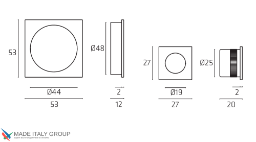 Ручка для раздвижной/распашной двери на квадратном основании Venezia U144 матовый хром