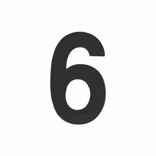 Цифра "6" самоклеящаяся SS304 (50х30) (FUARO) BL черный