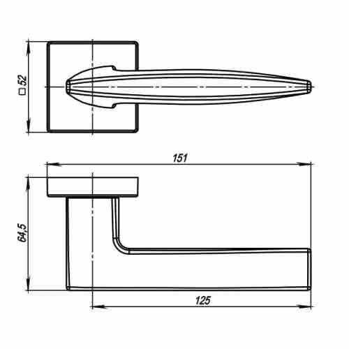 Комплект на 2 двери - Ручка дверная межкомнатная Armadillo Urban Squid USQ9 SN-3 матовый никель