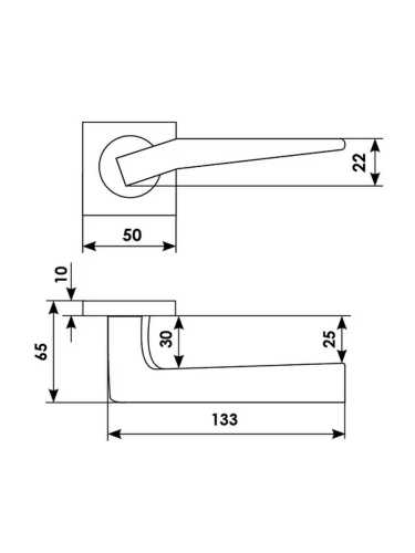 Ручка дверная Morelli Luxury HILL S2 OTL раздельная на квадратной розетке, цвет золото, латунь
