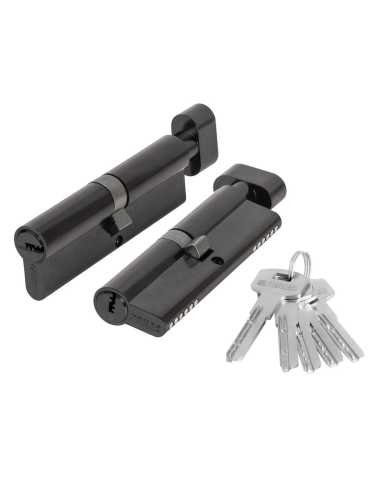 Цилиндровый Fuaro (Фуаро) механизм (200 ZM/100) 2000ZM Knob 100 (60+10+30) BL-24 черный 5Key с вертушкой