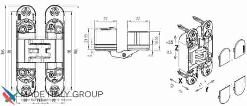 Kubica 6400 DXSX, IBU петля скрытая универсальная самоцентрующаяся БРОНЗА (45 kg)