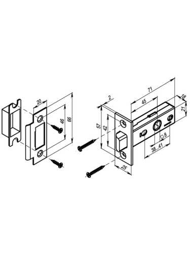 Защелка дверная межкомнатная Punto L45-8 CP хром