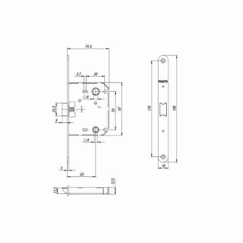 Защелка врезная PL70X-R20 SN мат.никель тех. упаковка