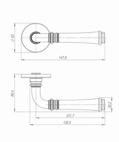 Ручка раздельная R.ARC.R52.SORENTO SSG-39 сатин.золото