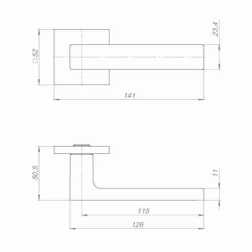 Ручка раздельная K.RL52.TETRAGON BL-24 черный квадрат 8х170 мм